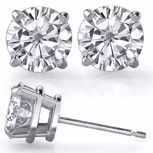 Classic Round Moissanite 4-Prong Stud Earrings